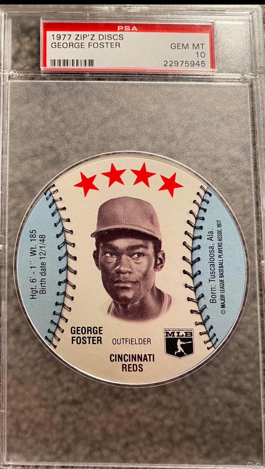 George Foster Baseball Cards 1977 Zip'Z Discs