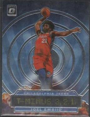 Joel Embiid #1 Basketball Cards 2019 Panini Donruss Optic T-Minus 3,2,1