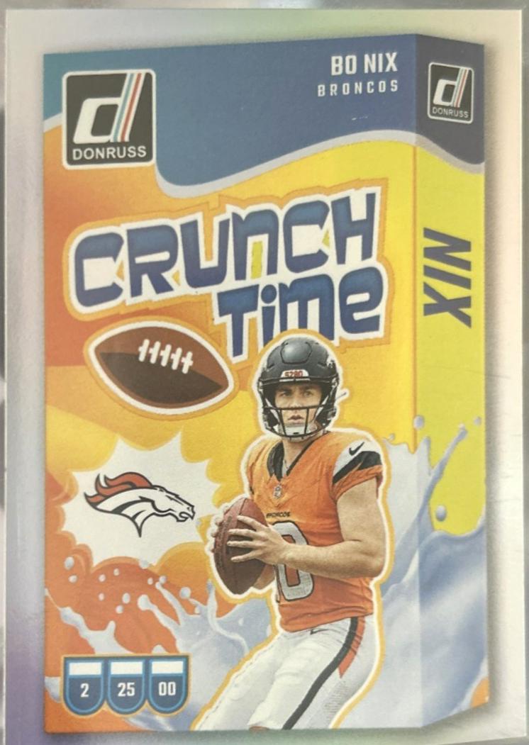 Bo Nix #CT-BNI Football Cards 2024 Panini Donruss Crunch Time