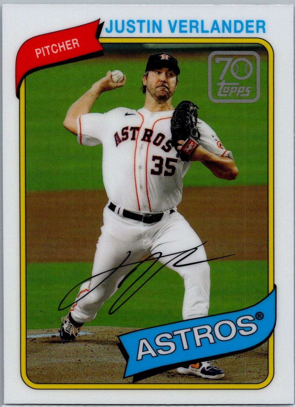 Justin Verlander #70YTC-30 Baseball Cards 2021 Topps Chrome 70 Years of Baseball