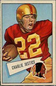 Charlie Justice #18 Football Cards 1952 Bowman Large