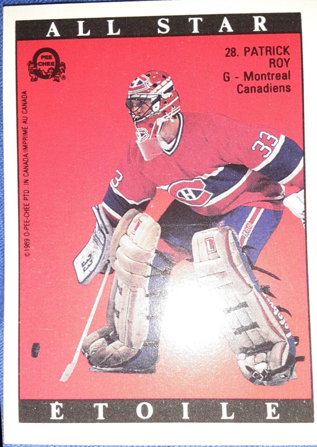 D. Wilson, C. Chelios, Patrick Roy #28 1989 O Pee Chee Sticker Hockey