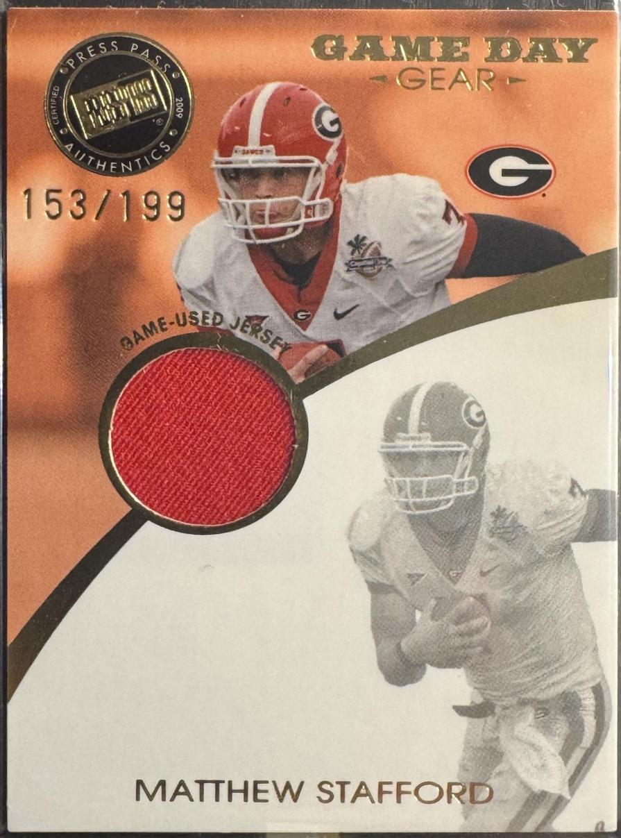 Matthew Stafford #GDG-MS2 2009 Press Pass Se Game Day Gear Jersey Football