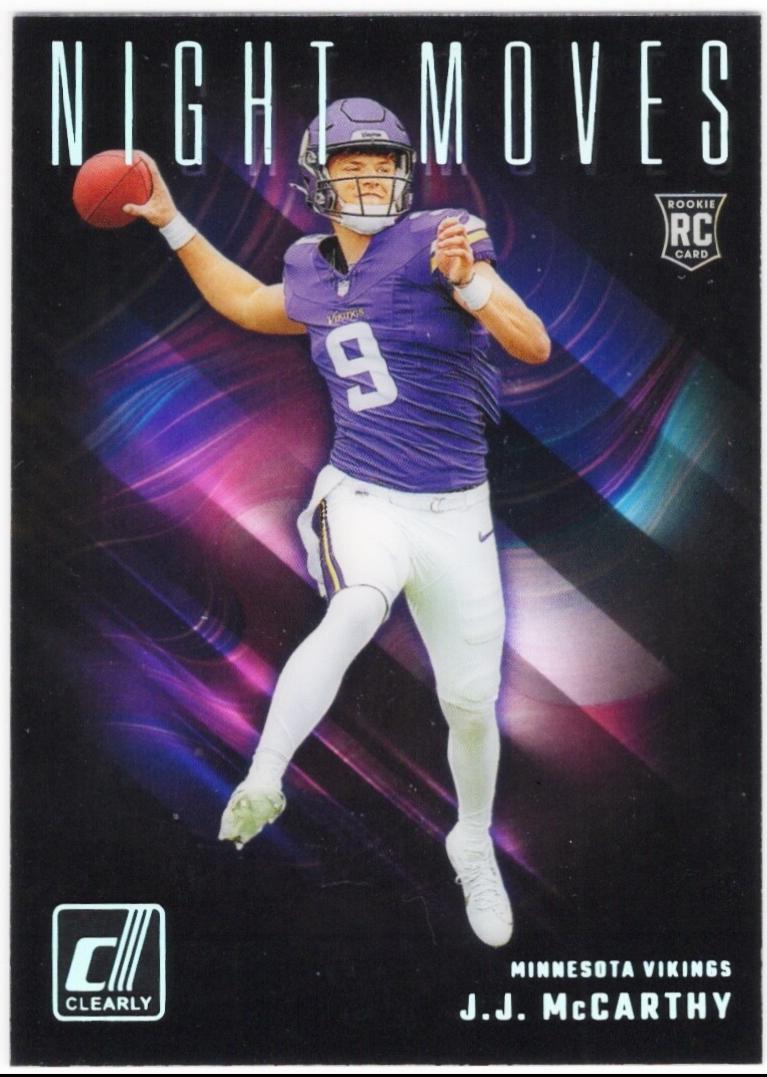 J.J. McCarthy #3 Football Cards 2024 Clearly Donruss Night Moves