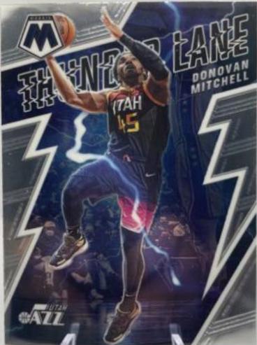 Donovan Mitchell #4 Basketball Cards 2021 Panini Mosaic Thunder Lane