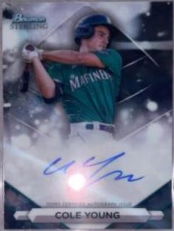Cole Young #PA-CY Baseball Cards 2023 Bowman Sterling Prospect Autograph