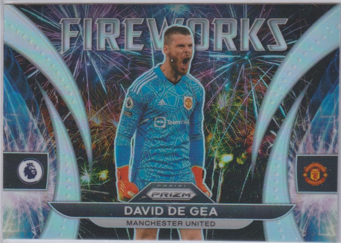 David de Gea #6 Soccer Cards 2022 Panini Prizm Premier League Fireworks