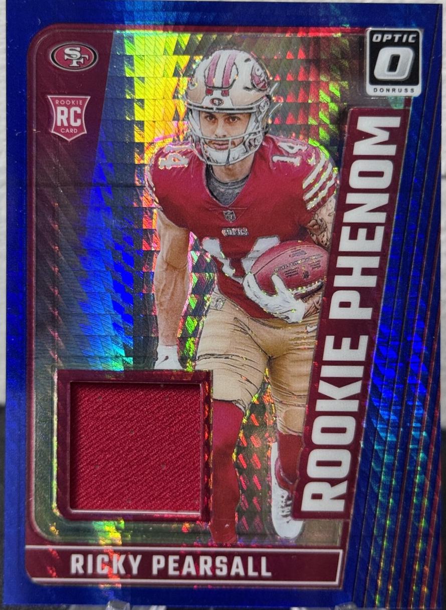 Ricky Pearsall #RPB-RPL Football Cards 2024 Panini Donruss Optic Rookie Phenom Blue Hyper