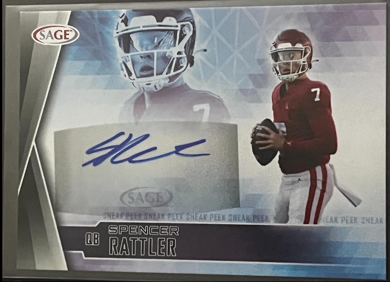 Spencer Rattler #SPA-SR Football Cards 2022 Sage Hit Sneak Peek Autographs