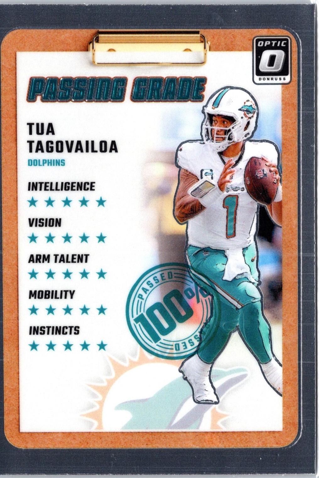 Tua Tagovailoa #9 Football Cards 2024 Panini Donruss Optic Passing Grade
