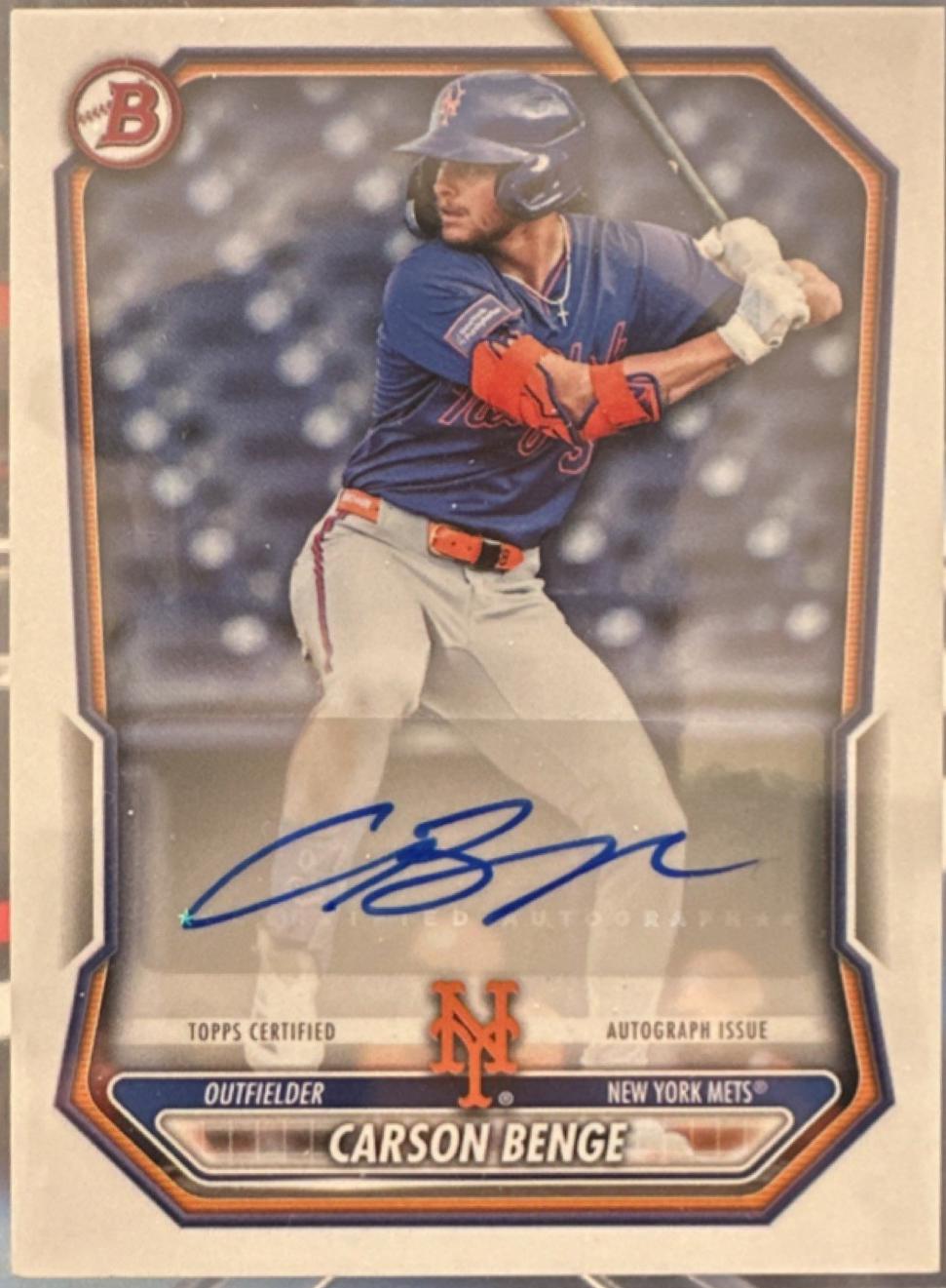 Carson Benge #BPA-CBE 2026 Bowman Paper Prospect Autograph Baseball
