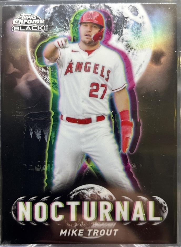 Mike Trout #NOC-2 Baseball Cards 2025 Topps Chrome Black Nocturnal