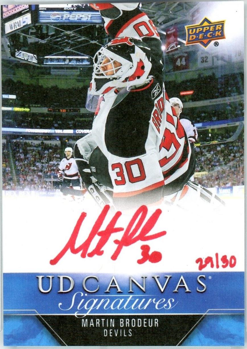 Martin Brodeur #CS-MB Hockey Cards 2023 Upper Deck Clear Cut Canvas Signature