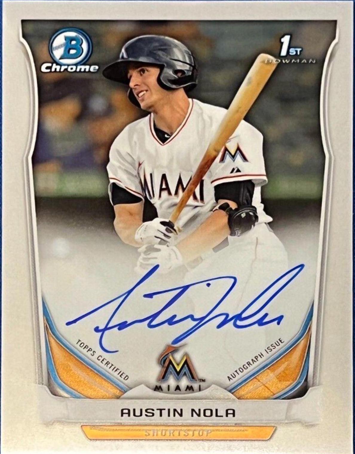 Austin Nola #AN Baseball Cards 2014 Bowman Chrome Autograph Prospects