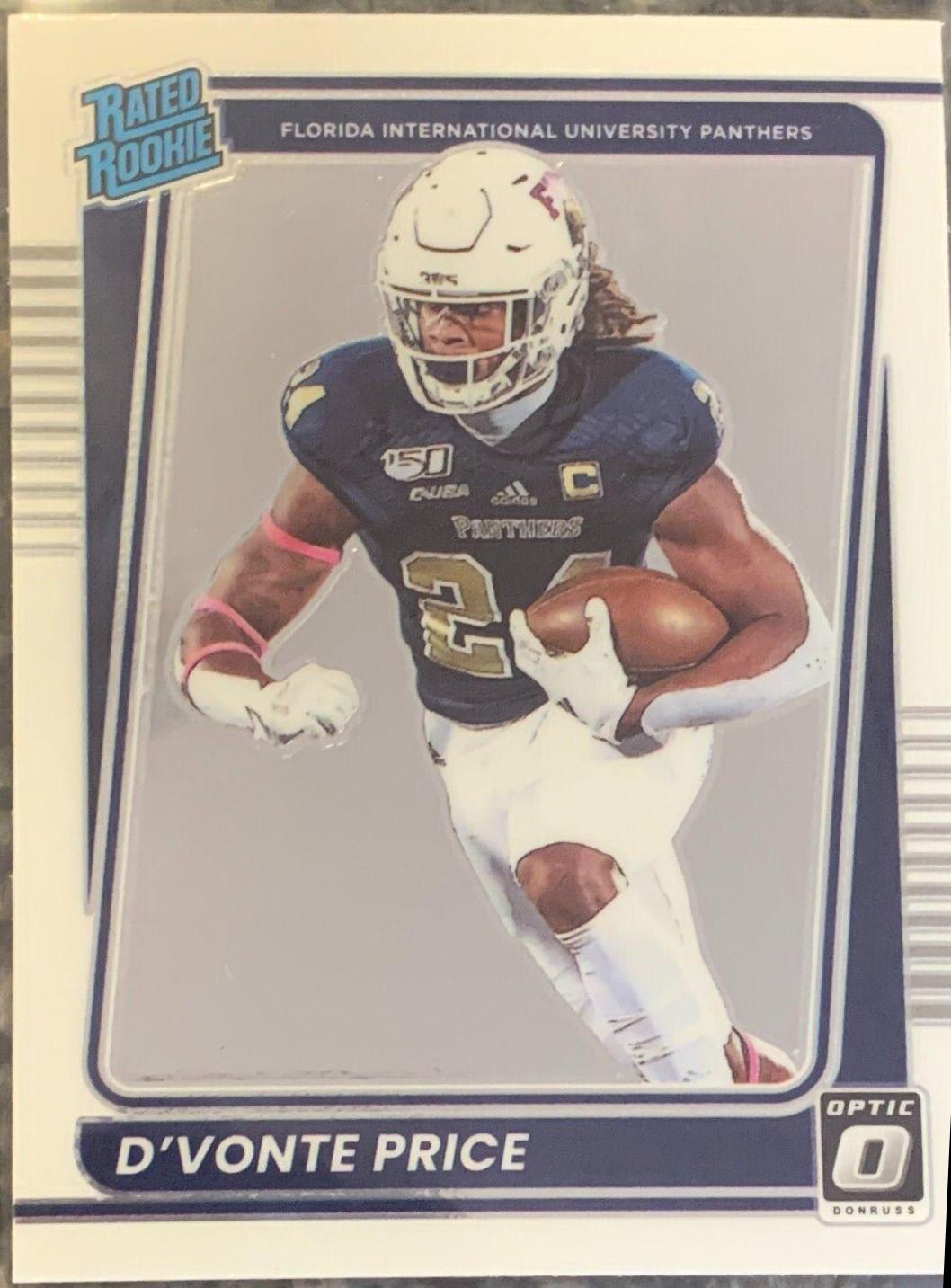 D'Vonte Price #29 2022 Panini Chronicles Draft Picks Donruss Optic Rated Rookie Football