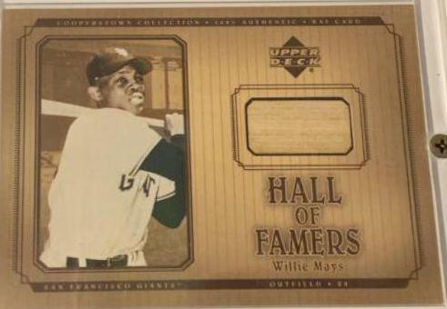 Willie Mays #B-WM Baseball Cards 2001 Upper Deck Hall of Famers Cooperstown Collection Bat