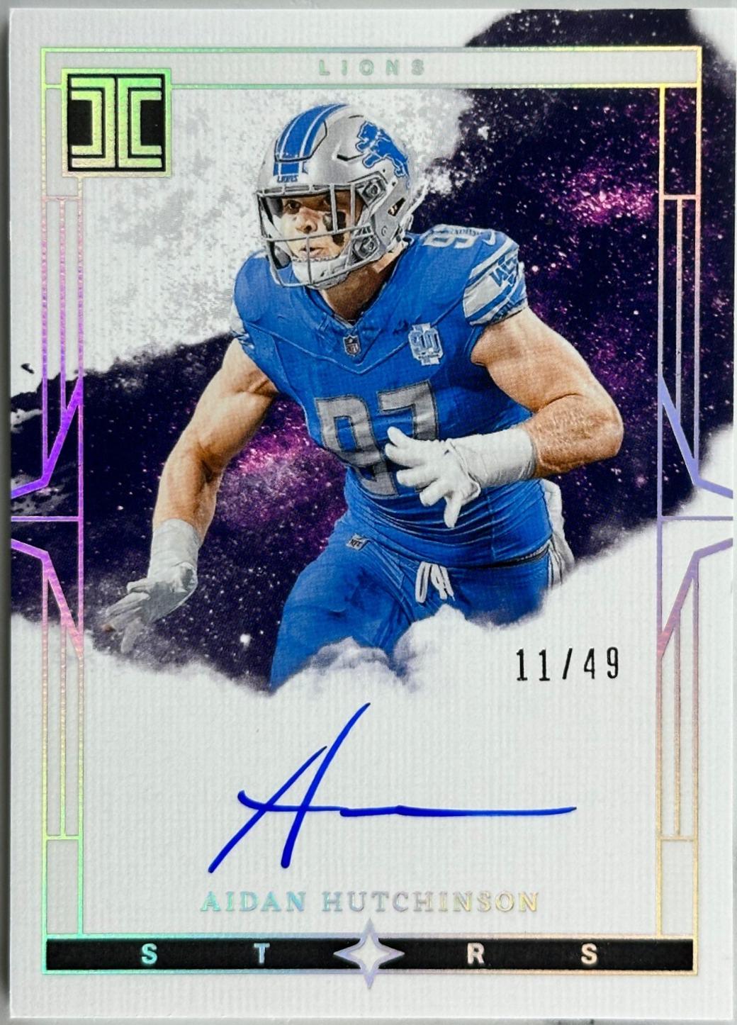 Aidan Hutchinson #12 Football Cards 2024 Panini Impeccable Stars Signature