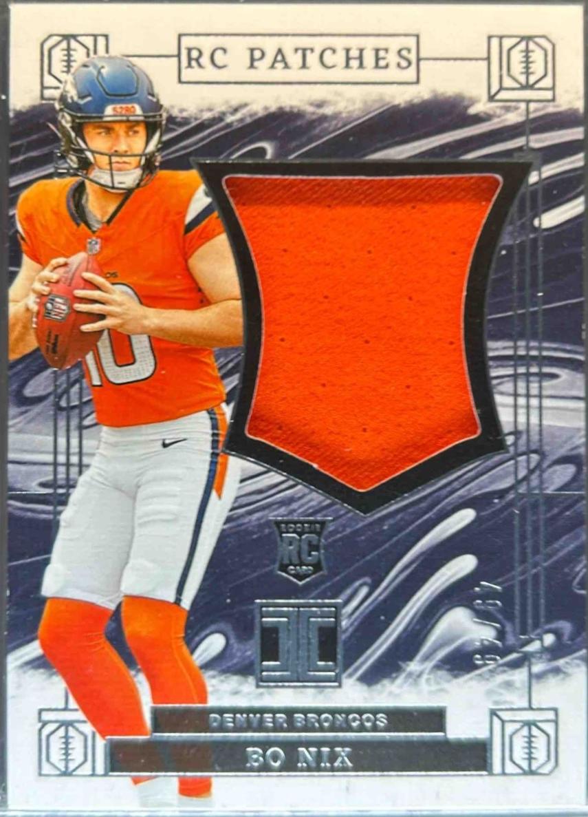 Bo Nix #4 Football Cards 2024 Panini Impeccable RC Logo Patch