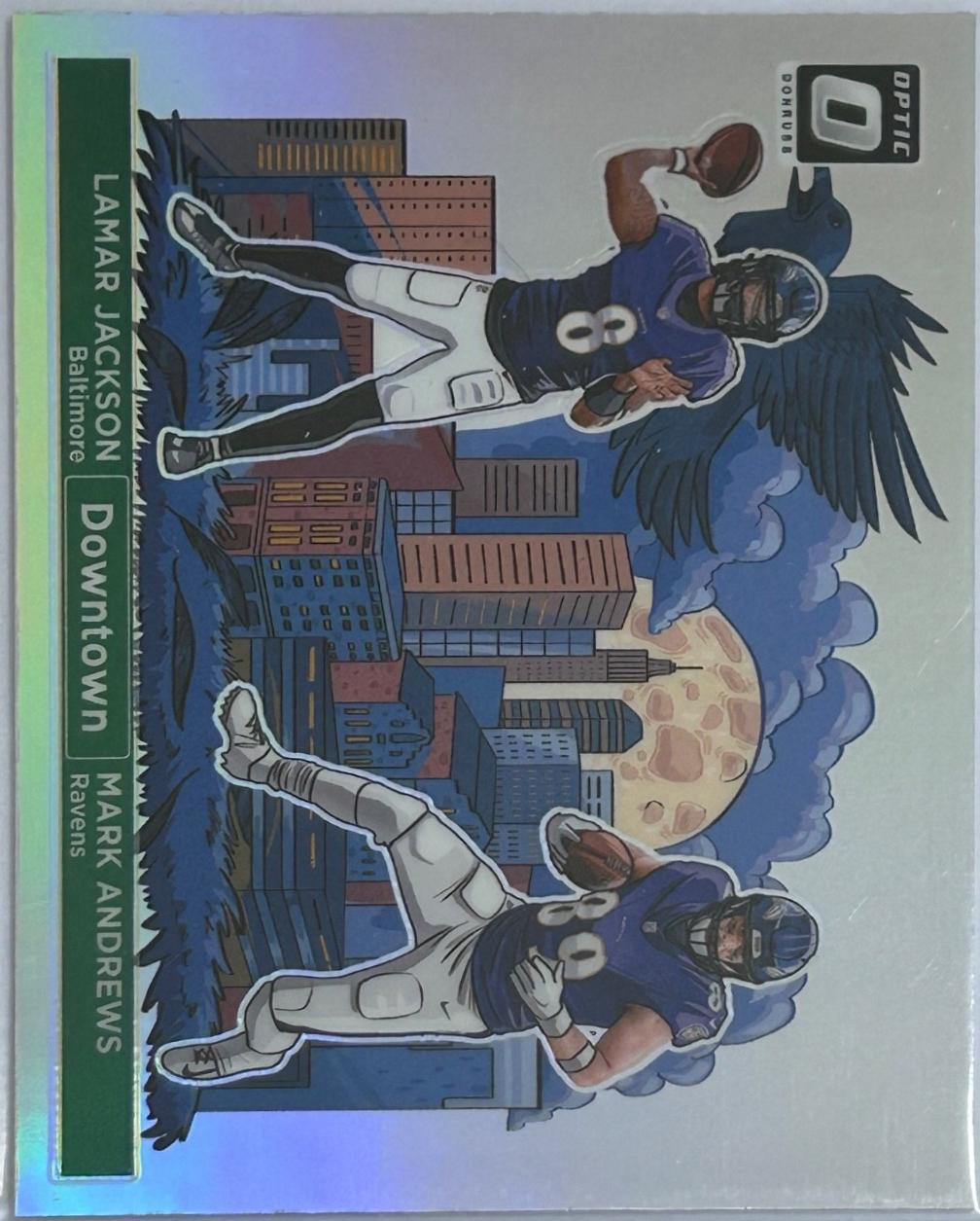 Lamar Jackson / Mark Andrews #8 Football Cards 2024 Panini Donruss Optic Downtown Duos