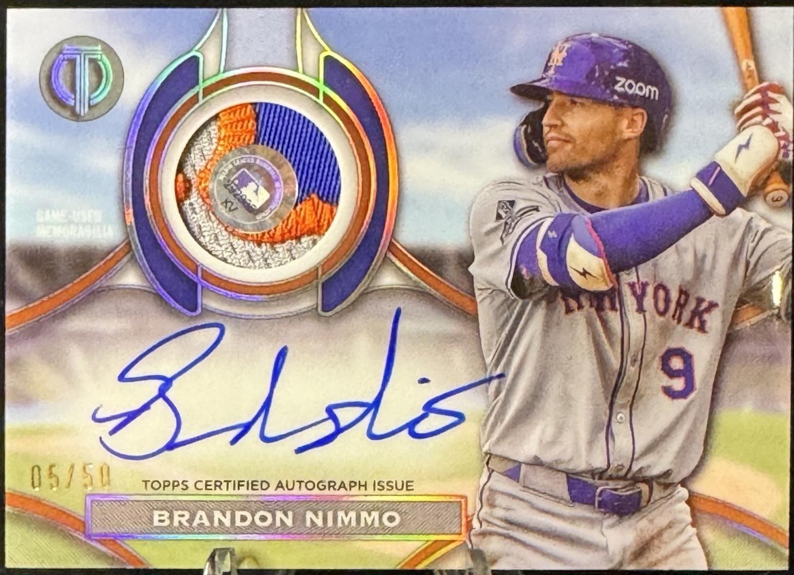 Brandon Nimmo #APA-NIM Baseball Cards 2025 Topps Tribute Autograph Patch