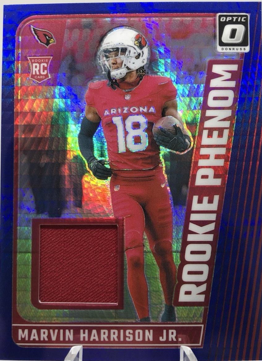 Marvin Harrison Jr. #RPB-MHJ Football Cards 2024 Panini Donruss Optic Rookie Phenom Blue Hyper