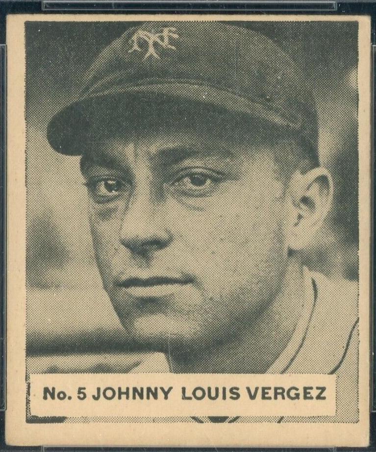 Johnny Louis Vergez #5 Baseball Cards 1936 World Wide Gum