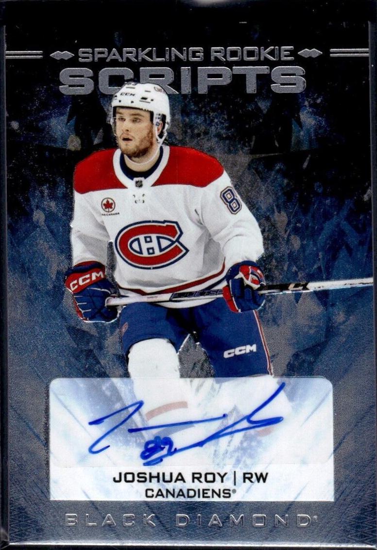 Joshua Roy #SRS-JR Hockey Cards 2024 Upper Deck Black Diamond Sparkling Rookie Scripts