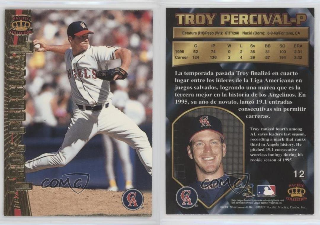Troy Percival #12 Baseball Cards 1997 Pacific Crown Collection