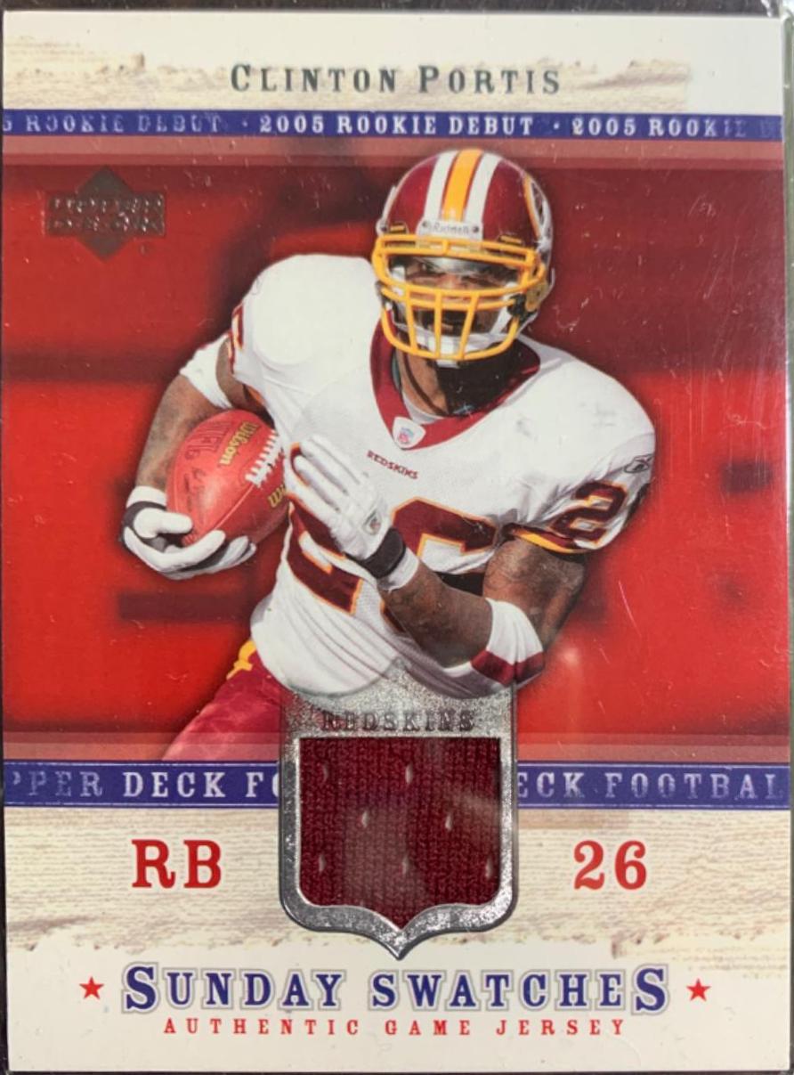 Clinton Portis #SU-CL Football Cards 2005 Upper Deck Rookie Debut Sunday Swatches