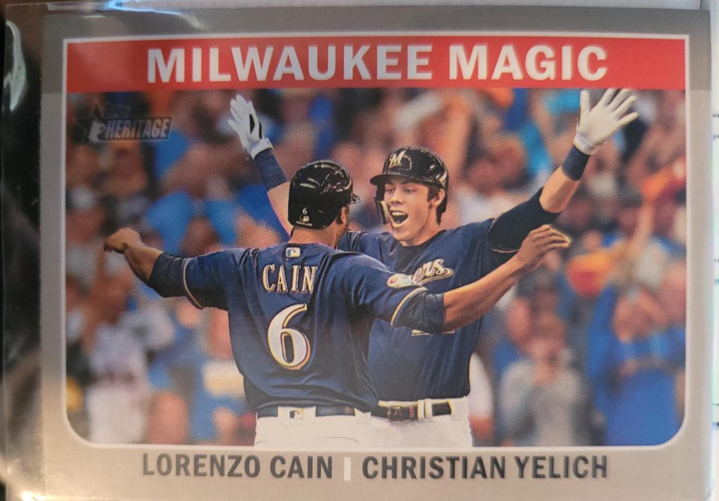 Lorenzo Cain & Christian Yelich #CC-10 Baseball Cards 2019 Topps Heritage Combo Cards
