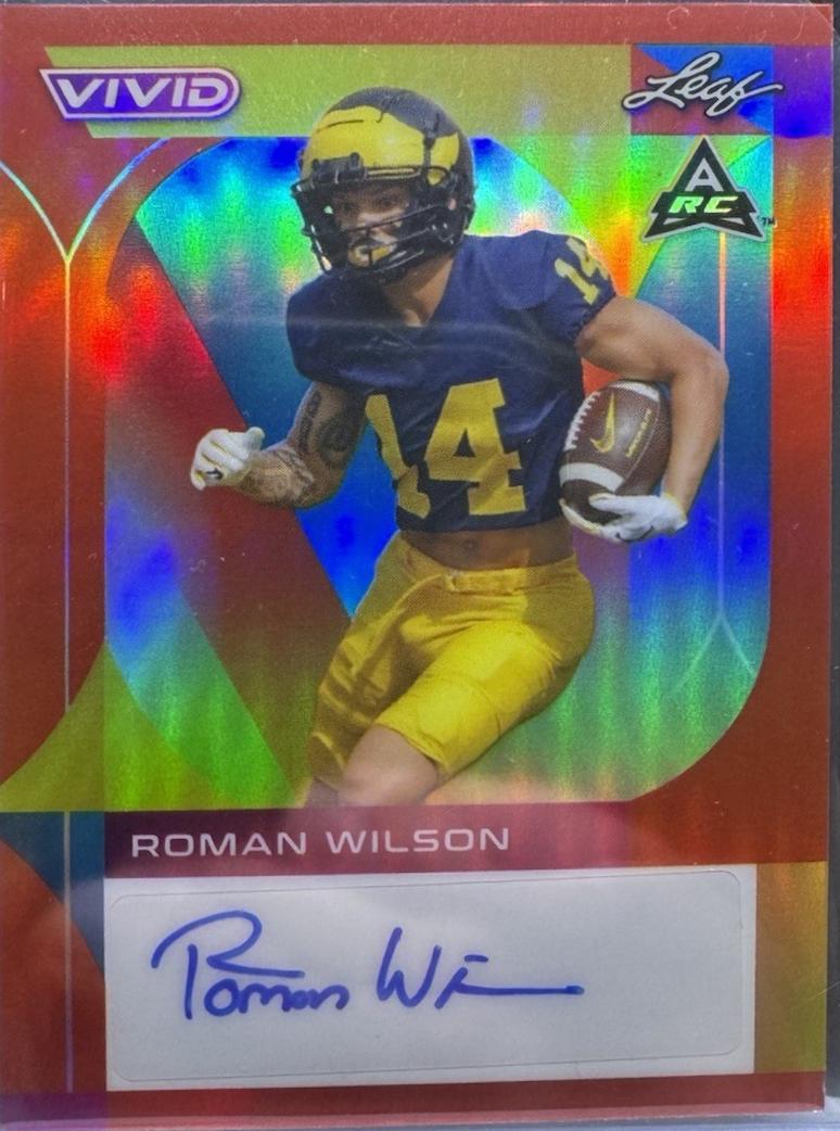 Roman Wilson #BA-RW1 Football Cards 2023 Leaf Vivid Autographs