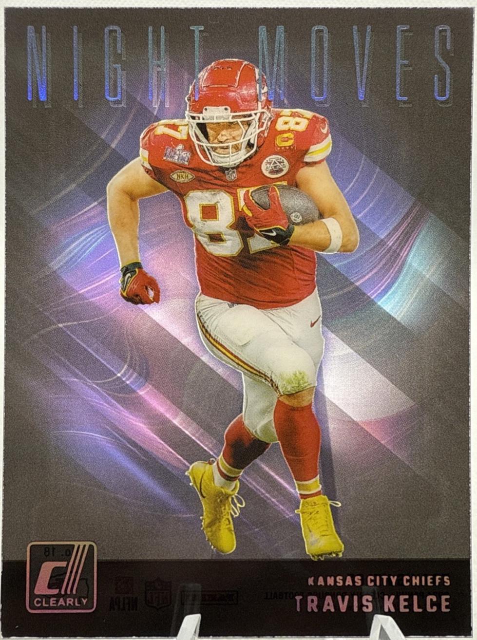 Travis Kelce #18 Football Cards 2024 Clearly Donruss Night Moves
