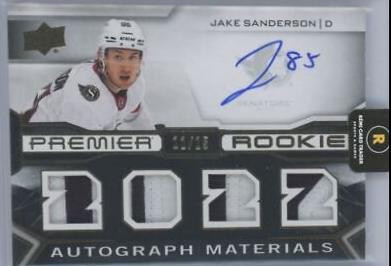 Jake Sanderson #PRA-SA Hockey Cards 2022 Upper Deck Premier Rookie Auto Jersey