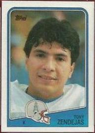 Tony Zendejas #109 Football Cards 1988 Topps