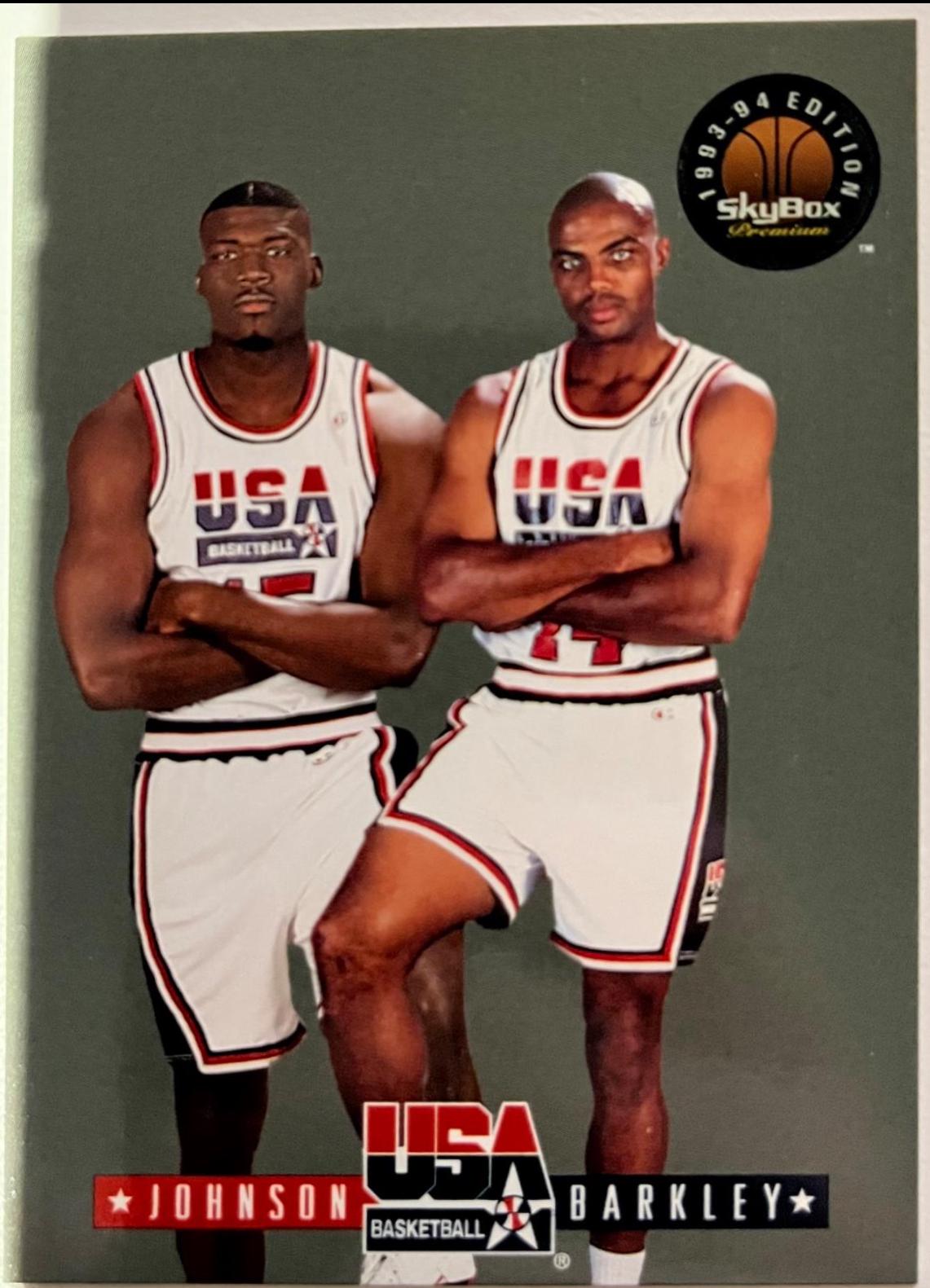 Charles Barkley, Larry Johnson #2 Basketball Cards 1994 Skybox USA Basketball