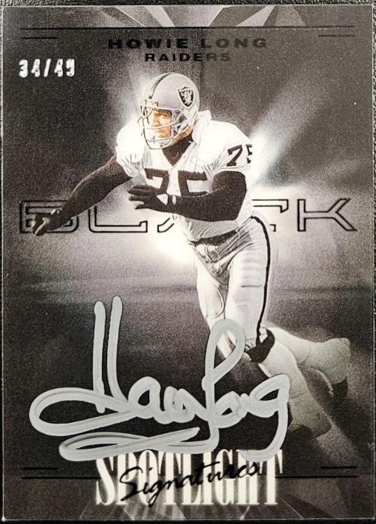 Howie Long #SSV-HLG Football Cards 2024 Panini Black Spotlight Signatures Vertical