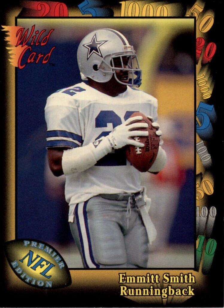 Emmitt Smith #4 Football Cards 1991 Wild Card Prototype