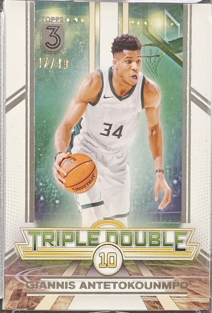 Giannis Antetokounmpo #TD-1 Basketball Cards 2023 Topps Three Triple Double