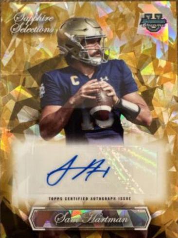 Sam Hartman #SG-SH Football Cards 2023 Bowman Chrome University Sapphire Selections Autographs