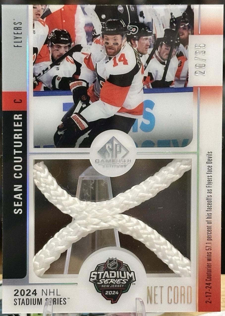 Sean Couturier #SSN-SC Hockey Cards 2024 SP Game Used Stadium Series Devils-Flyers Net Cord Relic