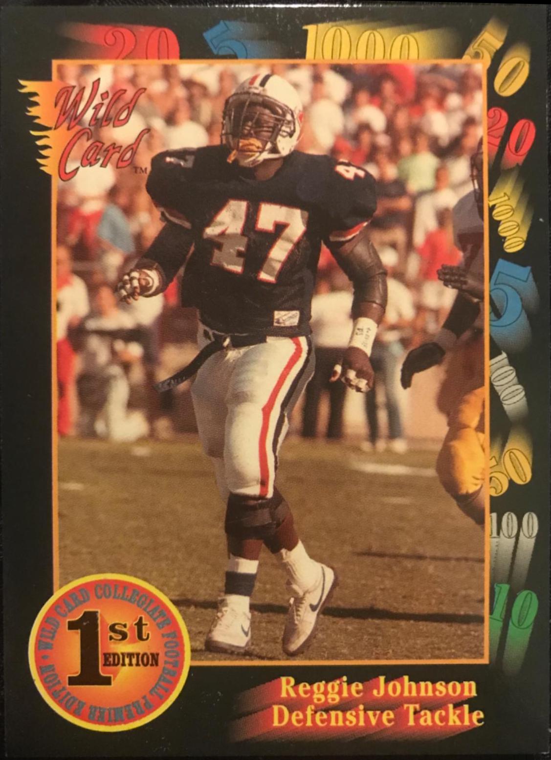 Reggie Johnson #4 Football Cards 1991 Wild Card College Draft Picks