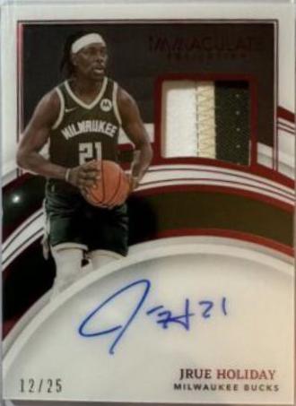 Jrue Holiday #PA-JHD Basketball Cards 2021 Panini Immaculate Collection Patch Autographs