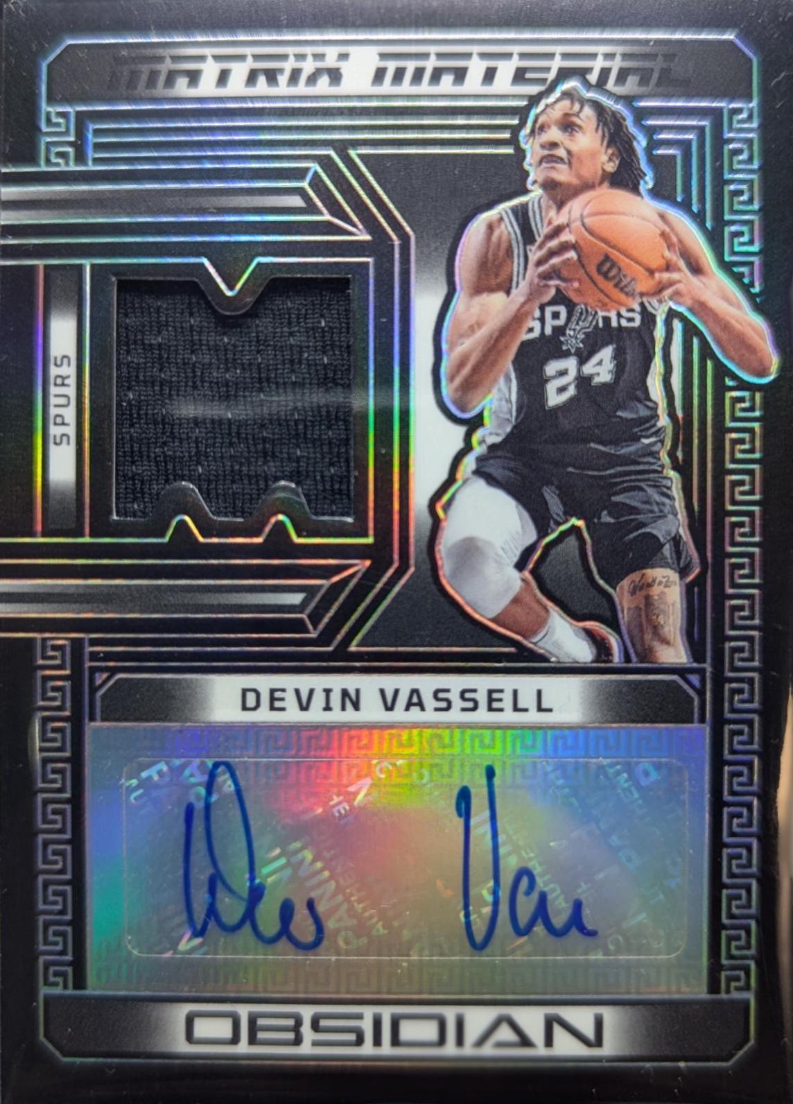 Devin Vassell #MM-DVS 2022 Panini Obsidian Matrix Material Autographs Basketball