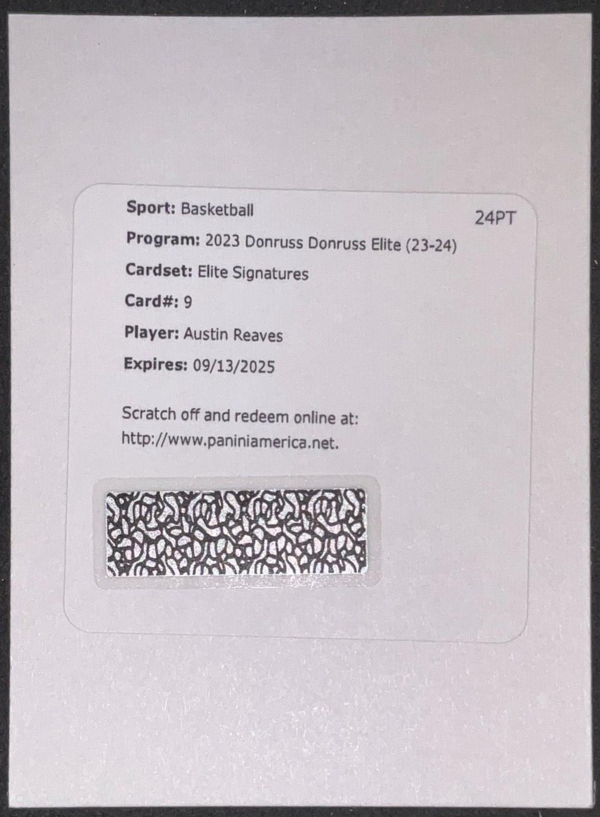 Austin Reaves #9 Basketball Cards 2023 Donruss Elite Signature