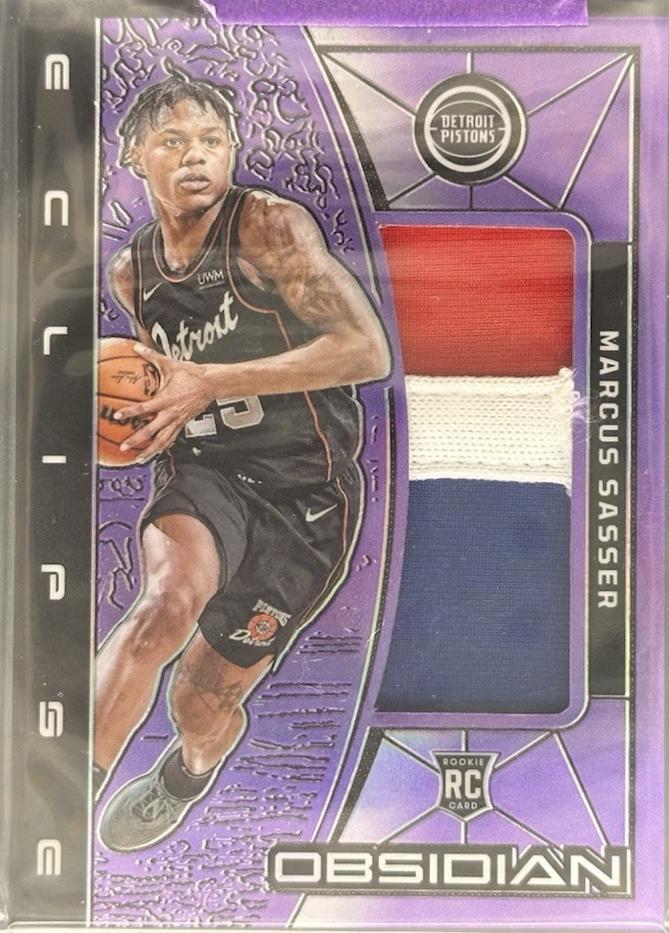 Marcus Sasser #EM-SAS Basketball Cards 2023 Panini Obsidian Eclipse Material
