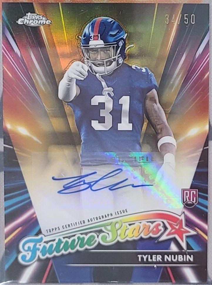 Tyler Nubin #FSA-TN Football Cards 2024 Topps Chrome Future Stars Autograph