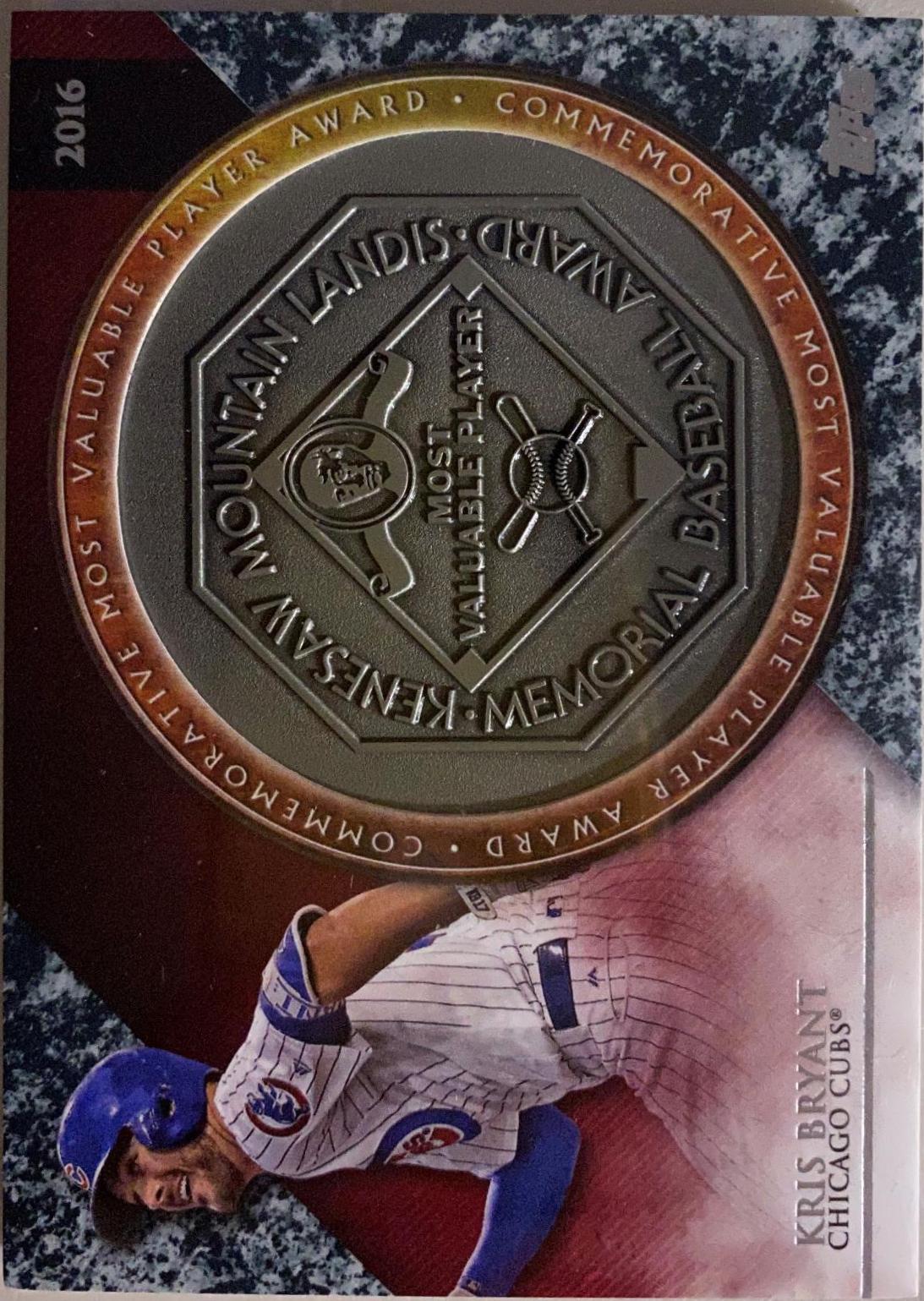 Kris Bryant #MVPRKB Baseball Cards 2017 Topps Update MVP Award Commemorative Medallion