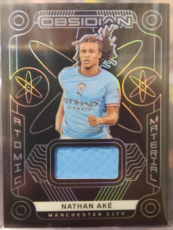 Nathan Ake #AM-AKE Soccer Cards 2022 Panini Obsidian Atomic Material