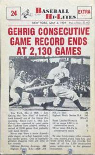 Gehrig Consecutive Game Record