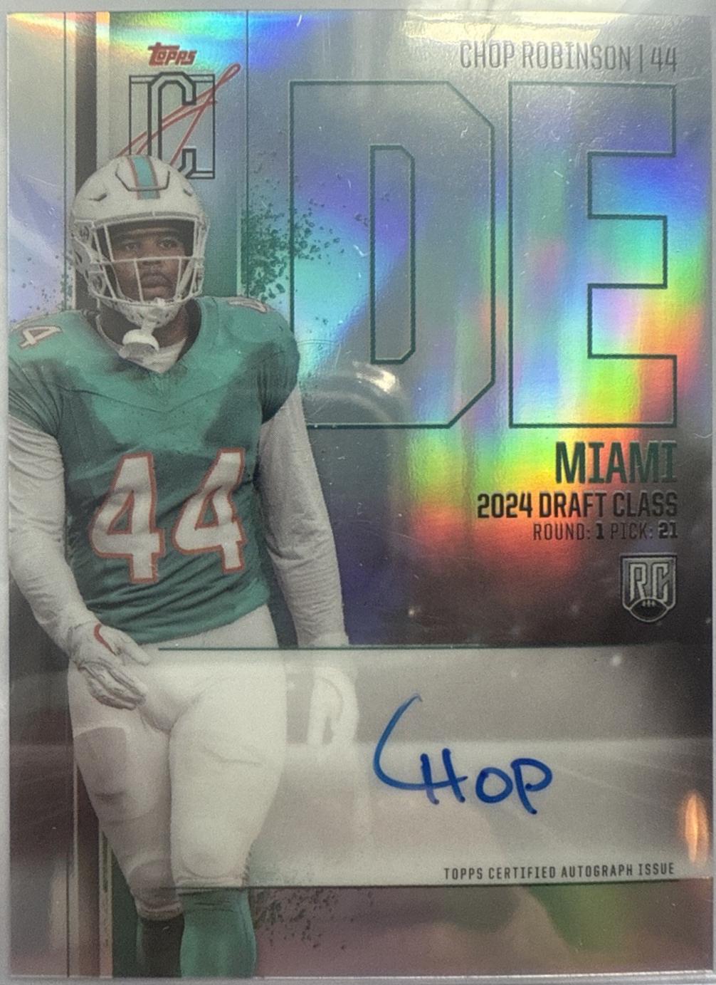Chop Robinson #RCV-CR Football Cards 2024 Topps Signature Class Rookie Chrome Autograph Variation